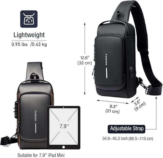 Sling Bag for Men & Women With charger